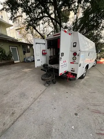 Magnet Plumbing service vehicle on-site for Grease Trap Cleaning in Sausalito